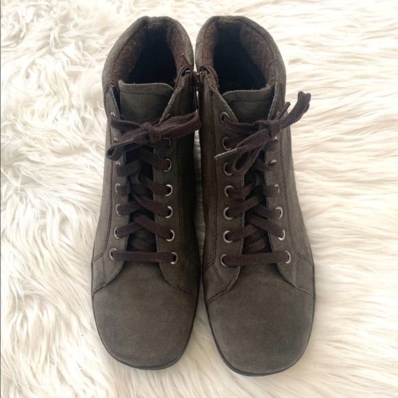Ara gray suede lace up side zip booties size 7.5 - Picture 3 of 9